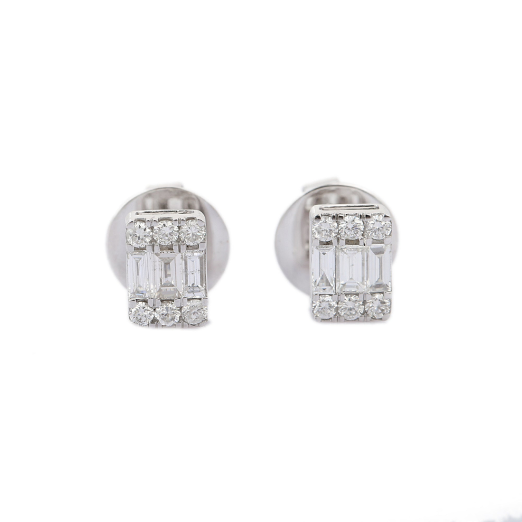925 Sterling Silver Illusion Setting Diamond Studs Earrings