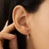 Sterling silver threader earrings with pave-set CZ diamonds