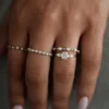 925 Sterling Silver Interwoven Band with Diamond - Image 2