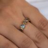 Eternity band ring with bezel-set labradorite stones