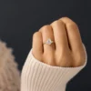 925 Sterling Silver Lady's Slipper Ring, Oval Cut Diamond Ring for Women