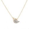 925 Sterling Silver Leaf Diamond Pendant Necklace