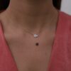 925 Sterling Silver Leaf Diamond Pendant Necklace - Image 2