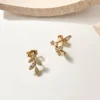 Delicate leaf earrings measuring 7.05 x 12.05 mm