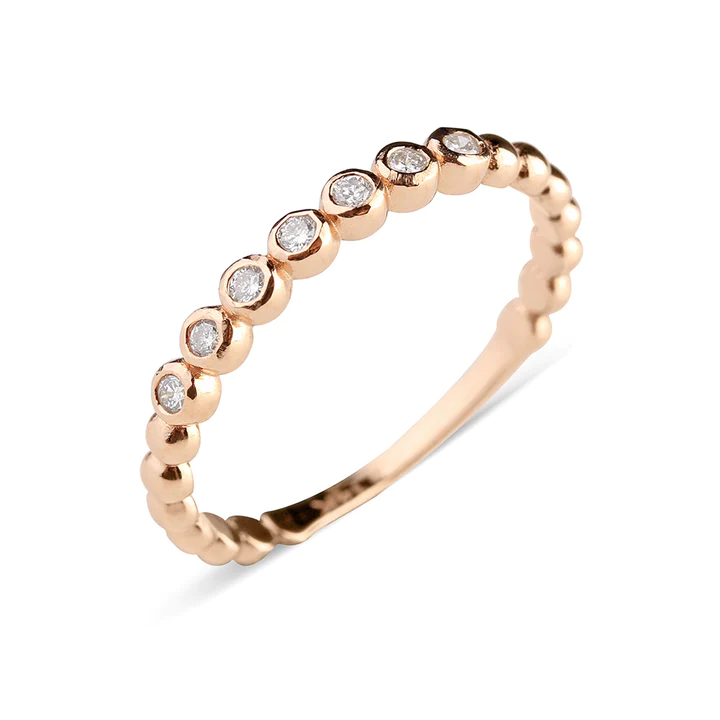 925 Sterling Silver Leo Diamond Beaded Stacker