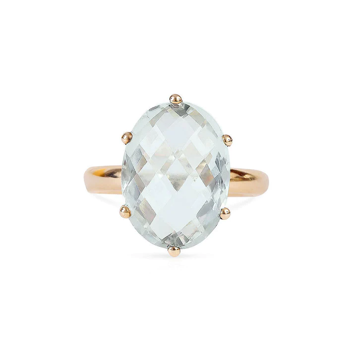 925 Sterling Silver Light Green Quartz Candy Cocktail Ring