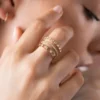 Linked eternity ring with pave-set premium CZ diamonds and thick gold plating