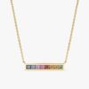 925 Sterling Silver Long Rainbow Sapphire Bar Necklace