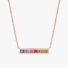 925 Sterling Silver Long Rainbow Sapphire Bar Necklace - Image 2