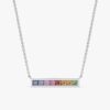 925 Sterling Silver Long Rainbow Sapphire Bar Necklace - Image 3