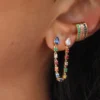 925 Sterling Silver Loop Earrings | Sapphire Earrings | Multicolor Earrings
