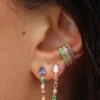 925 Sterling Silver Loop Earrings | Sapphire Earrings | Multicolor Earrings - Image 2