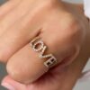 925 Sterling Silver Love Diamond Ring with elegant love-inspired design