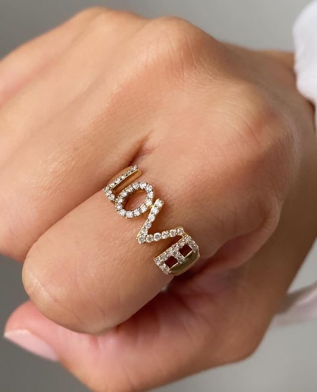 925 Sterling Silver Love Diamond Ring