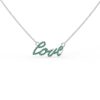 925 Sterling Silver Love Necklace in Emerald - Image 3