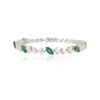 925 Sterling Silver Magnificent Emerald & Diamond Tennis Bracelet