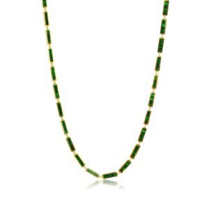 925 Sterling Silver Malachite Rectangle Link Necklace