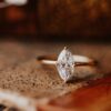 Marquise solitaire ring in 925 sterling silver with gold plating