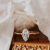 Gold-plated sterling silver ring with a bright marquise CZ stone