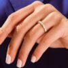 Gold-plated bridal ring with pave-set CZ diamond details