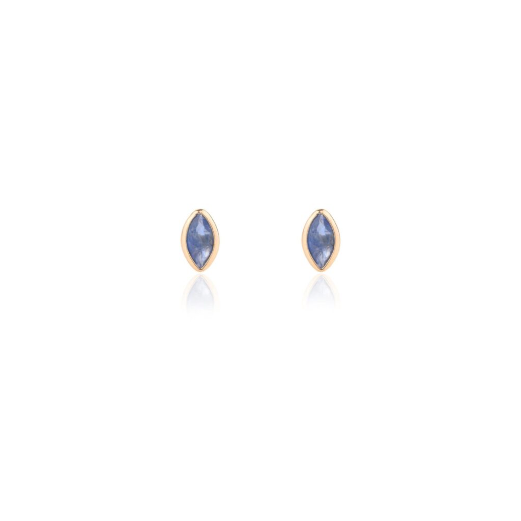 925 Sterling Silver Marquise Cut Blue Sapphire Tiny Stud Earrings
