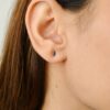 925 Sterling Silver Marquise Cut Blue Sapphire Tiny Stud Earrings - Image 2