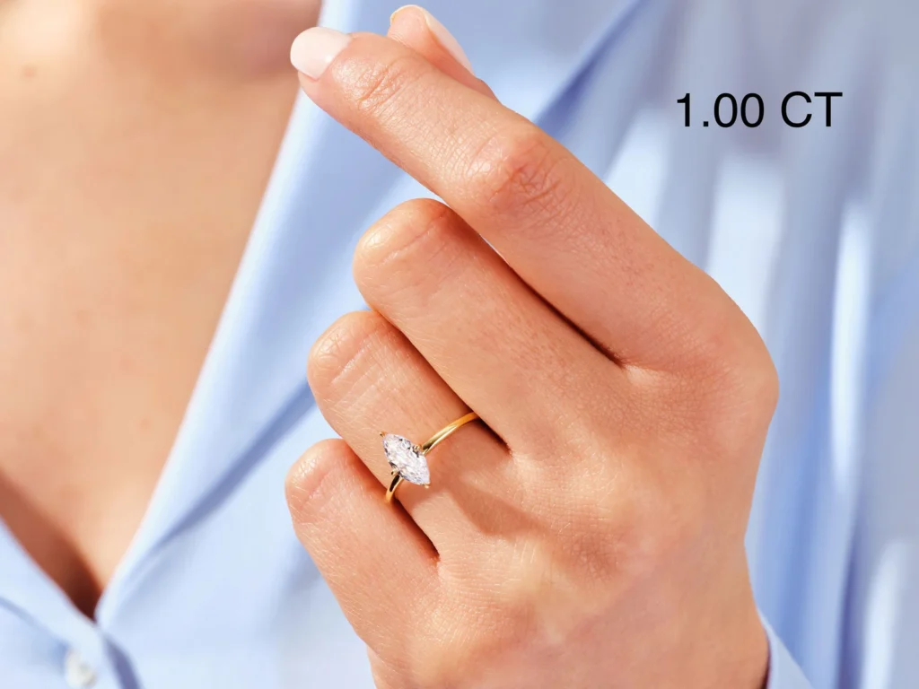 925 Sterling Silver Marquise Cut Diamond Engagement Ring/Simple Solitaire Marquise Diamond Ring