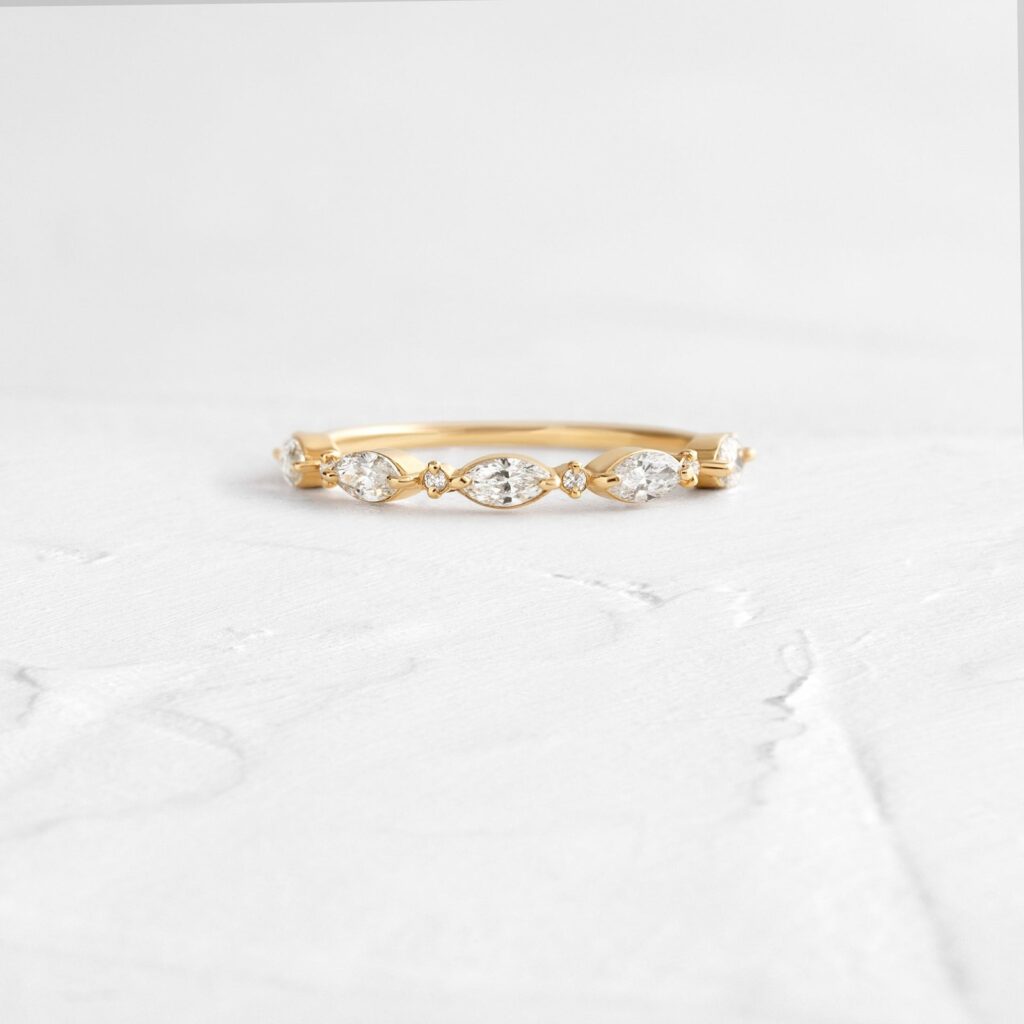 925 Sterling Silver Marquise Demi Diamond Band