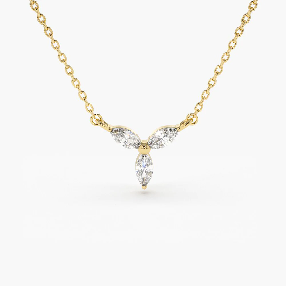 925 Sterling Silver Marquise Diamond Necklace