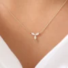 Marquise-cut CZ diamond necklace with prong settings