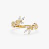 925 Sterling Silver Marquise Diamond Open Leaf Ring - Image 5