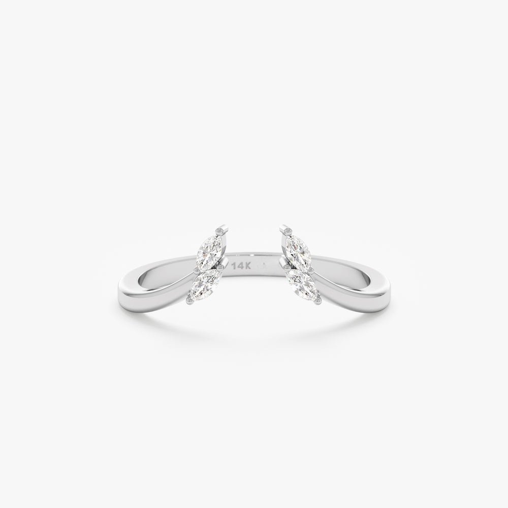 925 Sterling Silver Marquise Diamond Open Ring