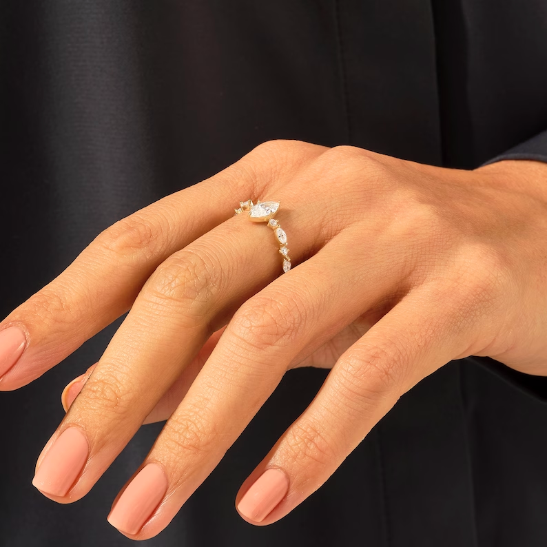925 Sterling Silver Diamond Marquise Promise