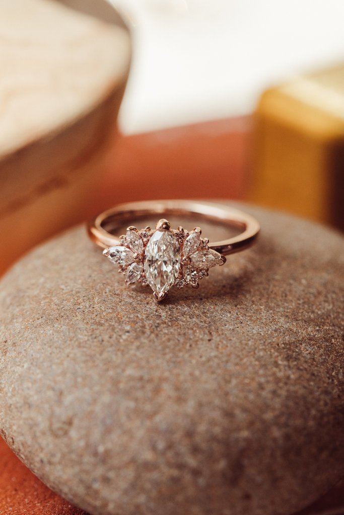 925 Sterling Silver Marquise Diamond Ring