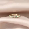 925 Sterling Silver Marquise Emerald and Diamond Wedding Band - Image 5