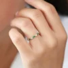 925 Sterling Silver Marquise Emerald and Diamond Wedding Band - Image 6