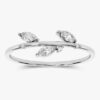 925 Sterling Silver Marquise Leaf Wedding Ring Marquise Diamond Floral Ring for Women - Image 3