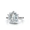 925 Sterling Silver Marquise & Round Diamond Ring