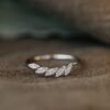 Sterling silver curved ring with refined marquise shape