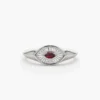 925 Sterling Silver Marquise Shaped Ruby and Baguette Diamond Ring - Image 5