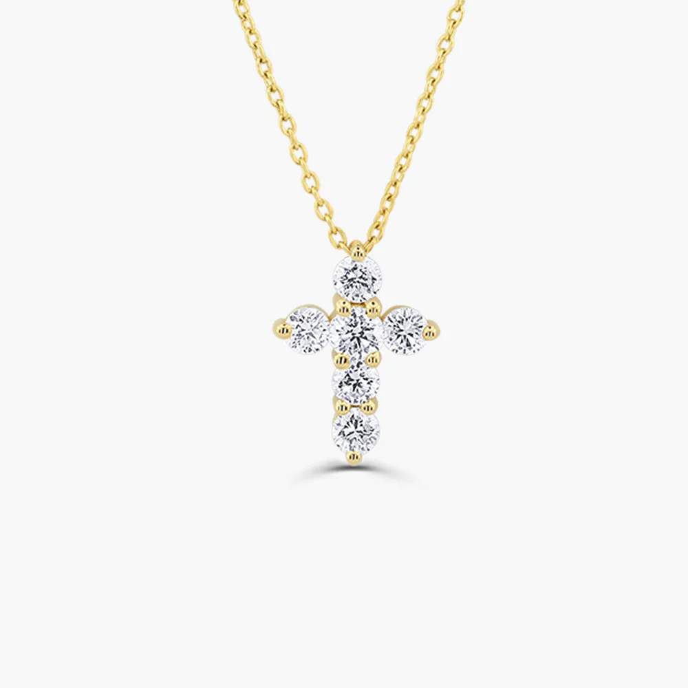 925 Sterling Silver Medium Diamond Cross Necklace