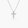925 Sterling Silver Medium Diamond Cross Necklace - Image 2