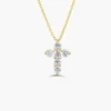 925 Sterling Silver Medium Diamond Cross Necklace - Image 5