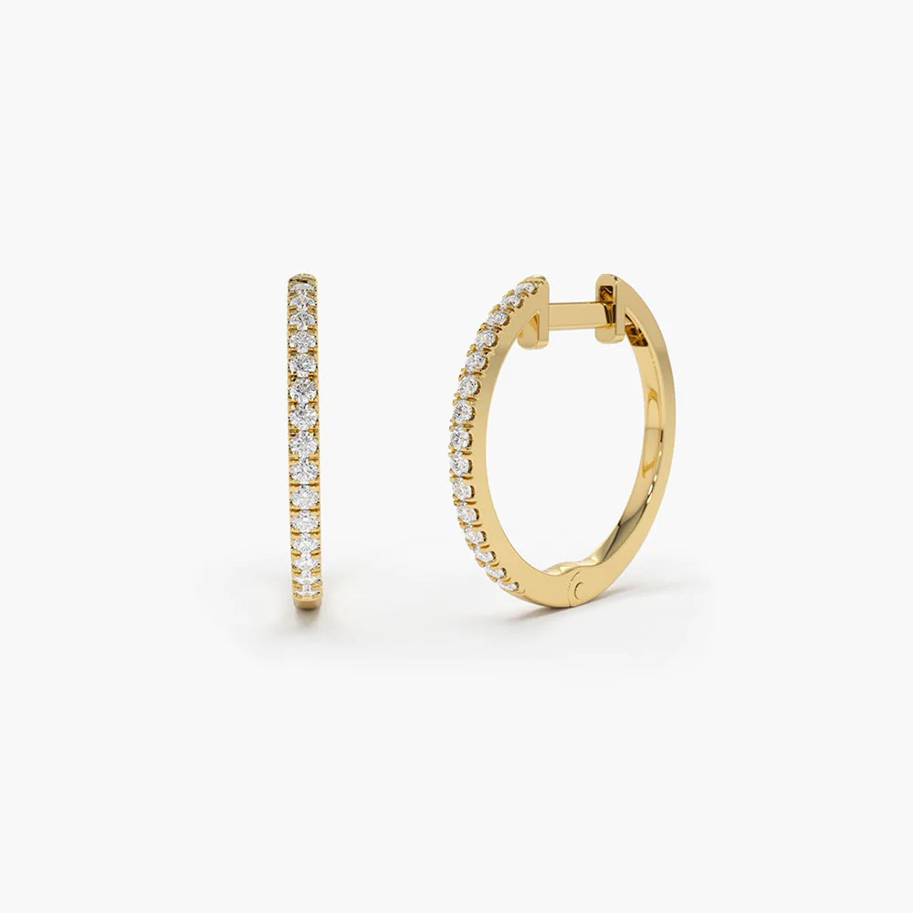 925 Sterling Silver Medium Diamond Hoop Earrings