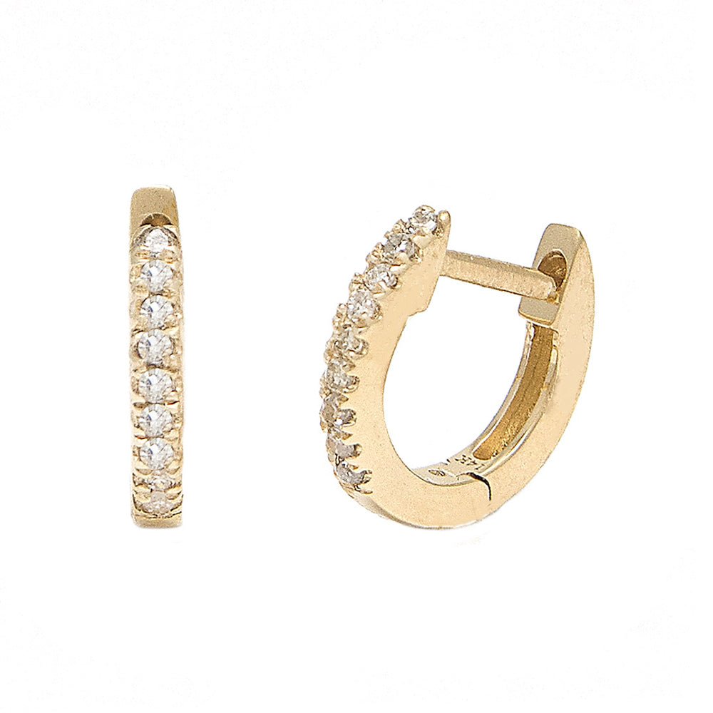 925 Sterling Silver Micro Pave Diamond Hoop Earring