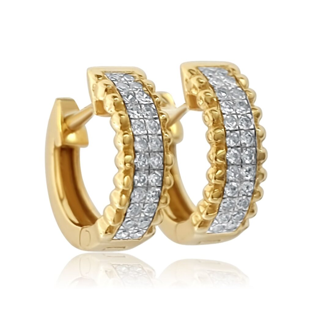 925 Sterling Silver Milgrain Diamond Hoop Earring