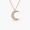 Sterling silver crescent moon necklace with thick gold plating