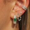 925 Sterling Silver Mini Diamond Connecting Earring with CZ diamond accents