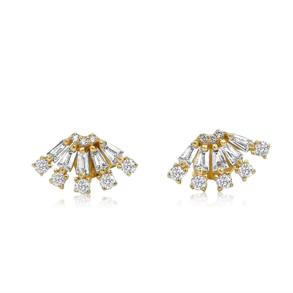 925 Sterling Silver Mini Diamond Fan Earring