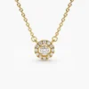 925 Sterling Silver Mini Diamond Halo Necklace with refined halo pendant